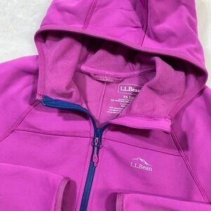 L.L. Bean Full Zip Hoodie Jacket Nylon Thumbhole Activewear Pink Lightweight XS